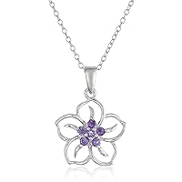 Sterling Silver Gemstone Flower Pendant Necklace