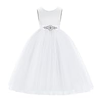 ekidsbridal V-Back Satin Flower Girl Dress Toddler Communion Gown Formal Dresses 219