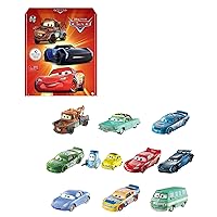 Mattel Disney and Pixar Cars Set of 10 Die-Cast Mini Racers Vehicles, Collectible Set of 1:55 Scale Toy Cars Inspired by Movies