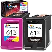 ColoWorld for HP Ink 61 for HP 61 Ink Cartridge Combo Pack Fit for Envy 4500 4502 5530 DeskJet 2512 1512 2542 2540 2544 3000 3052a OfficeJet 4630 Printer (1 Black,1 Color)