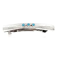 $200Tag Silver Certified Navajo Natural Turquoise Native Hair Barrette 10346-4 Made by Loma Siiva