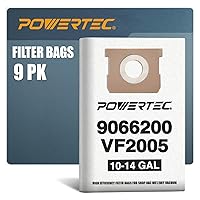 POWERTEC Shop Vacuum Bags 9PK for Shop Vac Type F 90662, Type I 90672, VF2005/ Craftsman CMXZVBE3877, CMXZVBE38768/ Vacmaster VHBL VDBL 10-14 Gallon Vacuum Bag, High Efficiency Shop Vacuum Filter Bags