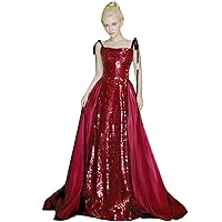 Luxury Wine red Sequin A-line Detachable red Dress Ball Dress