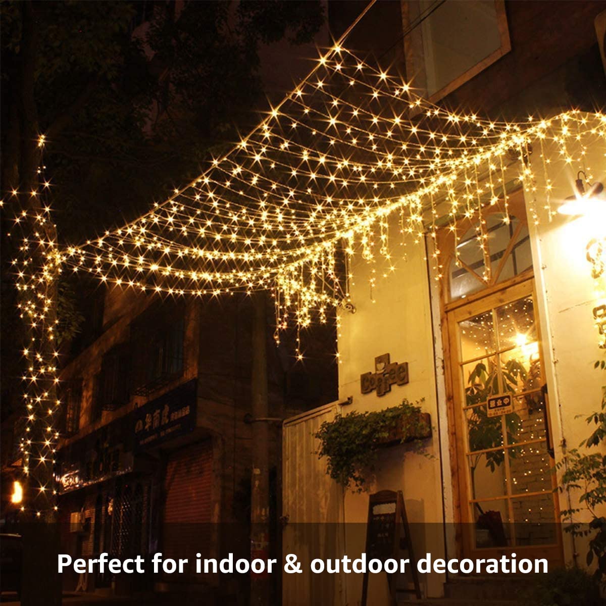 Lighting EVER Curtain Lights, 306 LED 10×10 ft High Density Plug in Window Hanging Fairy String Lights for Wedding Party Backdrop Gazebo, Twinkle Lights for Bedroom Wall (18 Strings, 6.9