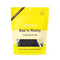Bocce's Bakery Bac'N Nutty Training Treats for Dogs, Wheat-Free Dog Treats, Made with Real Ingredients, Baked in The USA, All-Natural & Low Calorie Training Bites, PB & Bacon Recipe, 6 oz
