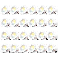 Amico 24 Pack 5/6 inch 5CCT LED Recessed Lighting, Dimmable, 12.5W=100W, 950LM, 2700K/3000K/4000K/5000K/6000K Selectable, Retrofit Can Lights with Baffle Trim, IC Rated - ETL & FCC