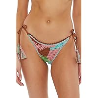 Women's Standard Melody Crochet Tie Side Bikini Bottom, Cheeky Coverage, Swimwear Separates
