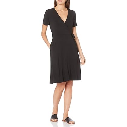 Amazon Essentials Women's Cap-Sleeve Faux-Wrap Dress