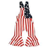Summer Toddler Girls Sleeveless Independence Day Striped Prints Jumpsuit Suspender Trousers Outwear For Kids