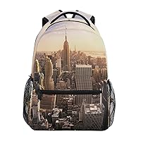 ALAZA New York City Skyline City Skyscrapers Sunset Travel Laptop Backpack Bookbags for College Student