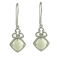 White Opal Natural Gemstone Cushion Shape Drop Dangle Anniversary Earrings 925 Sterling Silver Jewelry
