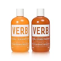 Verb Curl Shampoo & Conditioner Duo - Mild, Cleanse and Smooth Curl Defining Shampoo for Frizzy Hair + Soften, Define and Hydrate Frizz Control Conditioner - Vegan & Sulfate Free, 12 fl oz