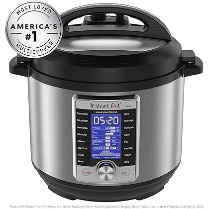 Instant Pot Ultra 80 Ultra 8 Qt 10-in-1 Multi- Use Programmable Pressure Cooker, Slow Cooker, Rice Cooker, Yogurt Maker, Cake Maker, Egg Cooker, Sauté, and more, Stainless Steel/Black