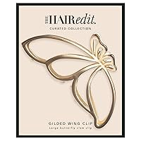 The Hair Edit Gilded Wing Clip - Extra Large Soft Gold Metal Butterfly Claw Clip
