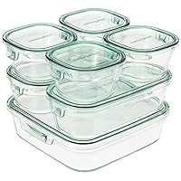 iwaki PSC-PRN-G7 Heat Resistant Glass Storage Container, Green, 7 Piece Set, Pack & Range