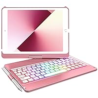 Keyboard Case for iPad 10.2 inch 9th Gen 2021,iPad 8th Generation 2020,iPad 7th Generation 2019,10 Color Backlit 360 Rotatable Wireless Detachable Bluetooth Keyboard Cover Tablet Case