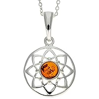 Genuine Baltic Amber & Sterling Silver Celtic Pendant without Chain - GL376