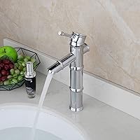 Faucets,Chrome Polished Bathroom Faucet Bamboo Design Basin Sink Mixer Tap Solid Brass Bathroom Sink Tap Basin Mixer Tap Faucet Commercial Faucet Crane Faucet Shaft Faucet