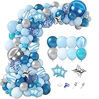 150Pcs Blue Balloon Arch Garland Kit, Boy Baby Shower Decorations Light Pastel Baby Blue Balloons 4D Star Confetti Balloon for Bridal Shower Gender Reveal Elephant Birthday Graduation Party Supplies