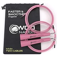 WOD Nation Adjustable Speed Jump Rope For Men, Women & Children - Blazing Fast Fitness Skipping Rope Perfect for Boxing, MMA, Endurance