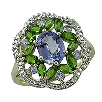 Carillon Tanzanite Oval Shape 1.23 Carat Natural Earth Mined Gemstone 14K Yellow Gold Ring Unique Jewelry for Women & Men