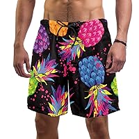 Mens Swim Trunks Quick Dry Swim Shorts with Mesh Lining Swimwear Bathing Suits Colored Paint Fruit
