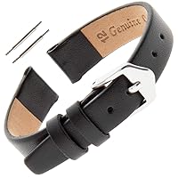 Gilden Ladies 6-14mm Classic Calfskin Flat Black Leather Watch Band F60