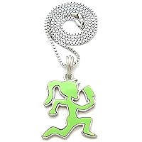 GWOOD Juggalette Small Pendant with 24 Inch Box Link Necklace (SILVER WITH GREEN COLOR WITH 24 INCH BOX CHAIN)