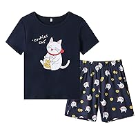 Vopmocld Big Girls' Lovely Sleepy Panda Sleepwears Cute Cartoon 2PCS Pajama Sets