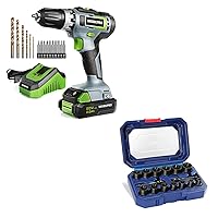 WORKPRO 20V Cordless Drill/Driver Kit+WORKPRO 15 Pieces Impact Bolt & Nut Remover Set