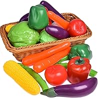 20 Pieces Play Vegetables Playset - Life-Sized Toy Food for Kids Kitchen, Healthy Farmer's Market Grocery Pretend Play Plastic Toy Set for Toddlers