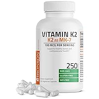 Vitamin K2 as MK-7 Menaquinone 100 mcg Non-GMO, 250 Capsules