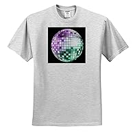 3dRose Fun Purple and Green Image of Sparkle Disco Ball Illustration - T-Shirts (ts_344856)