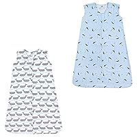 Hudson Baby Unisex Baby Cotton Sleeveless Wearable Sleeping Bag, Whales Sailboats 2-pack, 18-24 Months US