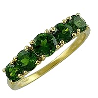 Carillon Chrome Diopside Round Shape 0.7 Carat Natural Earth Mined Gemstone 925 Sterling Silver Ring Unique Jewelry (Yellow Gold Plated) for Women & Men