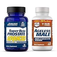 Ageless Male Free Testosterone Booster & Super Beta Prostate Advanced Prostate Supplement for Men - Boost Free Testosterone & Reduce Frequent Nighttime Bathroom Trips. Ultimate Men's Health Package