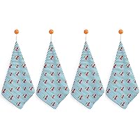 Cherries Pattern with Blue Stripes Soft Towels with Lanyard Hand Dry Hanging Towel Set for Kitchen Bathroom Fast Drying
