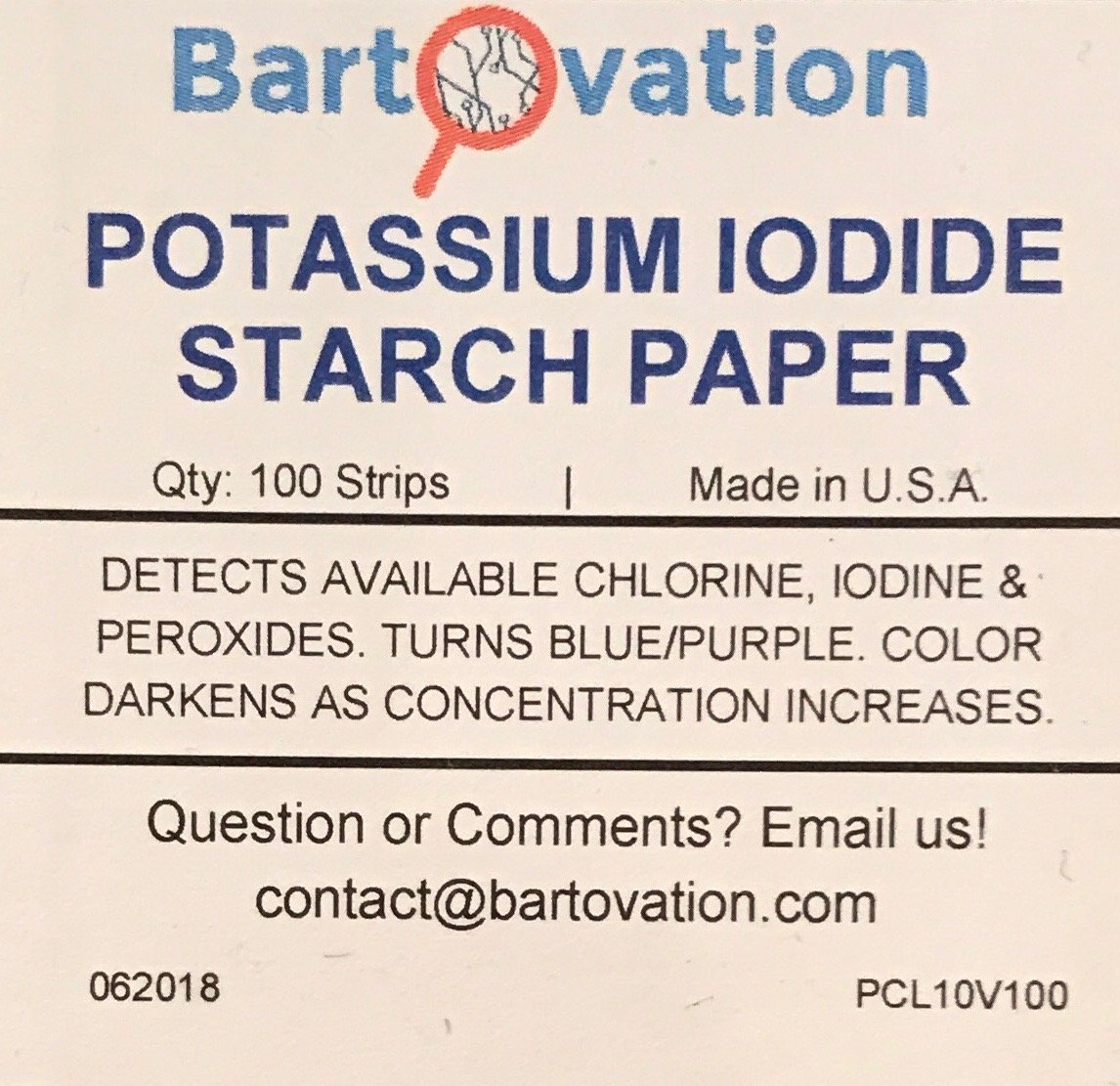 Potassium Iodide Starch Oxidizer Test Paper [Vial of 100 Paper Test Strips] for Chlorine, Iodine and Peroxide Detection