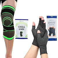 Compression Gloves Knee Sleeve Pack - 2pcs Sore Hands Knees Relief, Wrist Injury Recovery Support for Men Women | Fingerless Gaming Glove, Leg Wrap Gym Weightlifting (Extra Large Size)