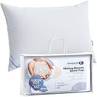 Continental Bedding Luxury Goose Feather Down Pillows Queen Size Pack of 1 - Family Made in New York - Breathable Bed Pillows for Sleeping, Back, Side, Stomach Sleepers - 50/50 Comfort and Support