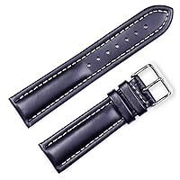 19mm DB Soft Oil Tanned Genuine Leather Contrast Stitch Black Watch Band fits BREITLING