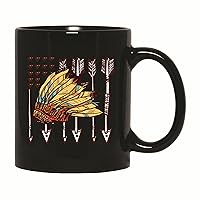 Unique Gift for Indigenous Fans US Flag Arrow Indian Hat 11oz 15oz Black Coffee Mug