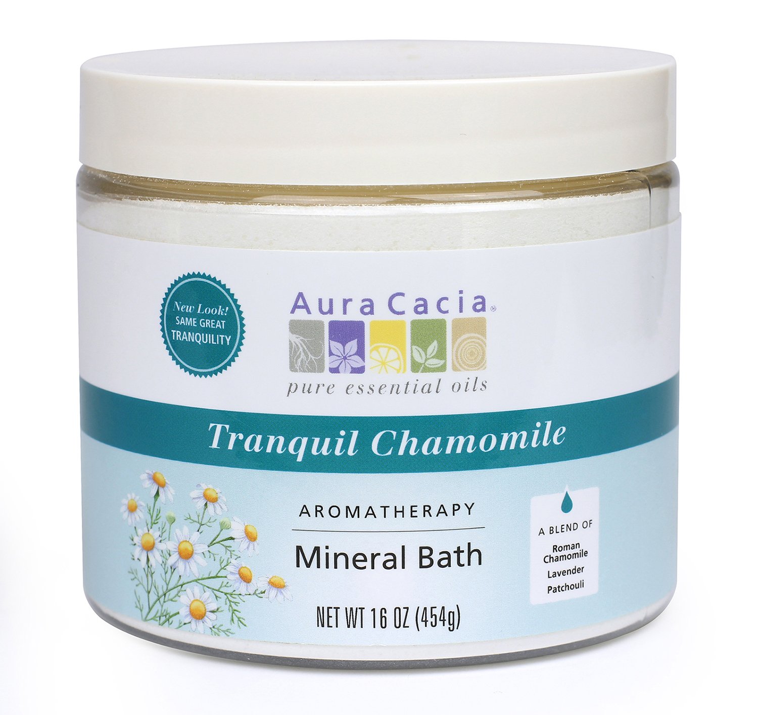 Aura Cacia Aromatherapy Mineral Bath, Tranquil Chamomile, 16 ounce jar (Pack of 2)