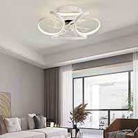 Ceiling Fans with Lamps,Led Ceiling Fans with Lights and Remote Reversible 6 Speed Fan Light Ceiling Modern Silent Ceiling Fan Light for Living Room Bedroom/White