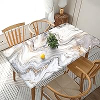 Marble Grey Tablecloth Elastic Fitted Edge Table Cloth Rectangle Table Cover Washable Reusable for Kitchen Dining Picnic Party 5FT 60 X 30