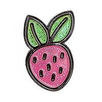Strawberry - 1 Inch Wide Glitter Enamel Lapel Pin