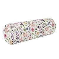Colorful Floral Flowers Bed Bolster Pillow Neck Roll Pillow for Sleeping Small Round Pillow Insert Cervical Cylinder Neck Pillow with Zipper