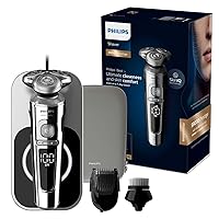 Series 9000 Prestige Wet & Dry Electric Shaver with Qi Charging Pad, Smartclick Beard Styler and Facial Cleansing Brush - SP9863 (S9000 Prestige + Cleansing Brush + Charging Pad)