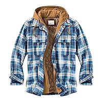 Men's Casual Comfortable Coat Classic Fit Outwear Check Shirt Fashion Jacket Loose Large Stitched Hooded Shirt