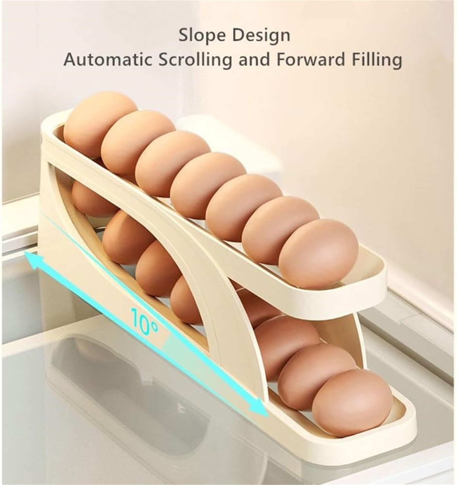2023 New Automatic Roll-Down Double-layer Egg Dispenser, Automatic Scrolling Egg Rack Holder Storage Box Container for Refrigerator Kichen Cabinet (1Pcs)
